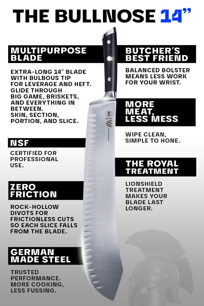 Dalstrong Bull Nose Butcher Knife - 14 inch - Gladiator Series Elite - High Carbon Premium German Steel - Black G10 Handle - Meat BBQ Knife - Sheath Included - NSF Certified - Image 5